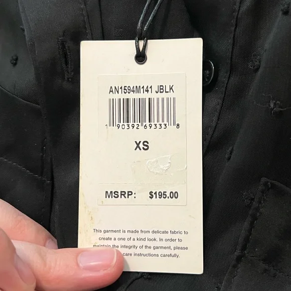 NWT 7 For All Mankind Swiss Dot Patch Pocket Top in Jet Black - Picture 7 of 7